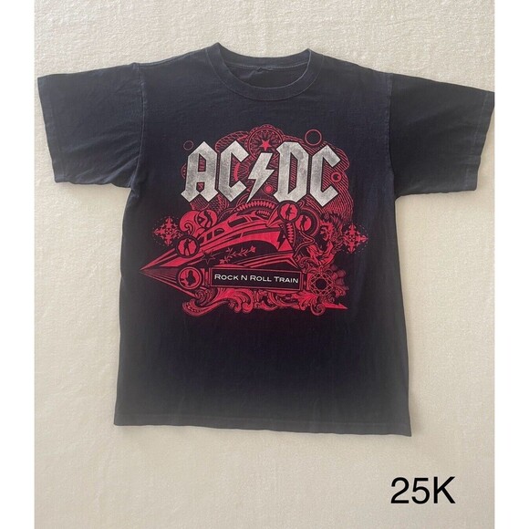 AC DC Black Ice Rock‎ N Roll Train Shirt Mens M Black Crew Neck Band Tee 2009 - Picture 1 of 9